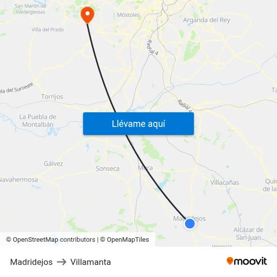 Madridejos to Villamanta map