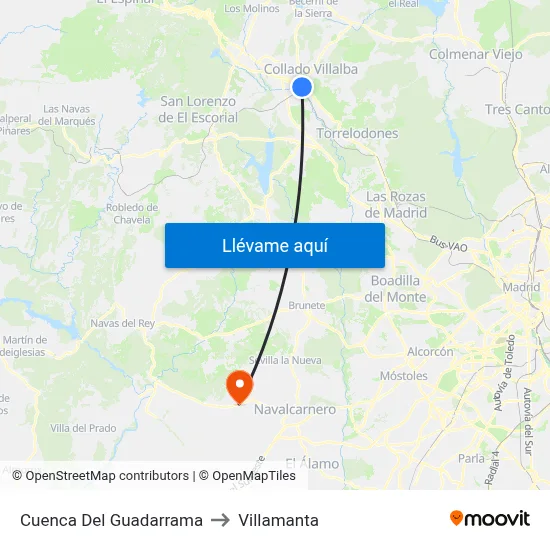 Cuenca Del Guadarrama to Villamanta map