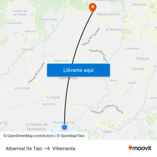 Albarreal De Tajo to Villamanta map