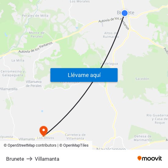 Brunete to Villamanta map