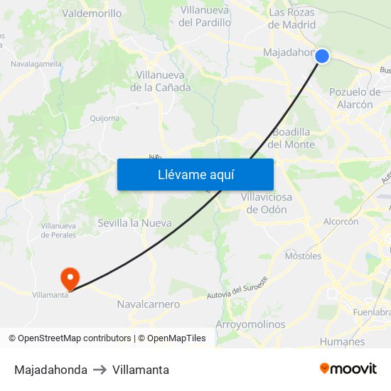 Majadahonda to Villamanta map