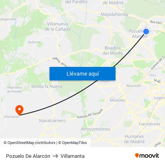Pozuelo De Alarcón to Villamanta map