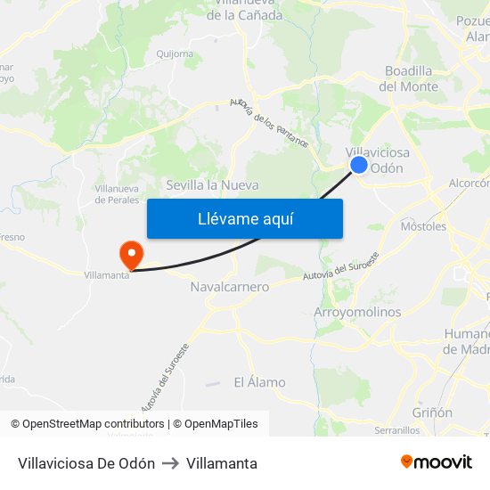 Villaviciosa De Odón to Villamanta map