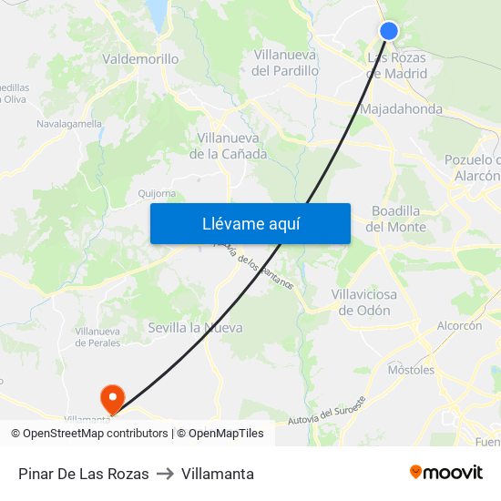 Pinar De Las Rozas to Villamanta map