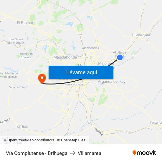 Vía Complutense - Brihuega to Villamanta map