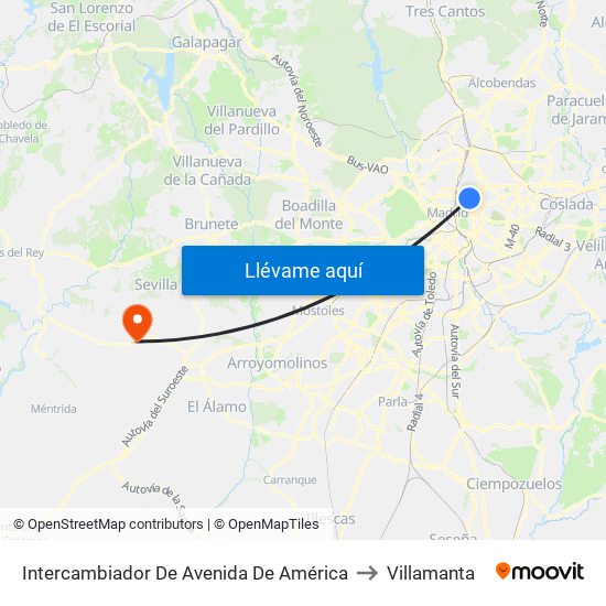 Intercambiador De Avenida De América to Villamanta map