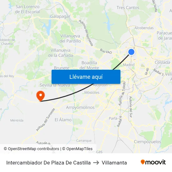 Intercambiador De Plaza De Castilla to Villamanta map