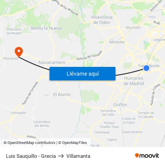 Luis Sauquillo - Grecia to Villamanta map
