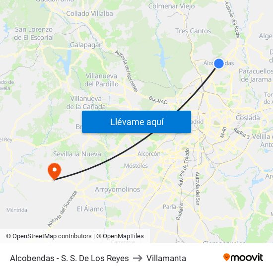 Alcobendas - S. S. De Los Reyes to Villamanta map