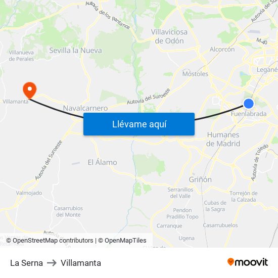 La Serna to Villamanta map