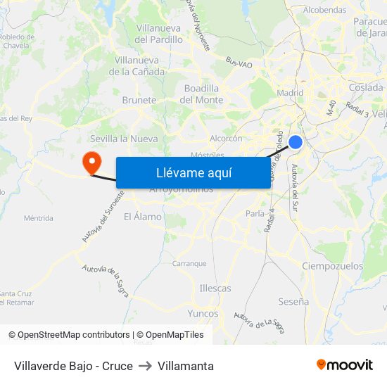 Villaverde Bajo - Cruce to Villamanta map