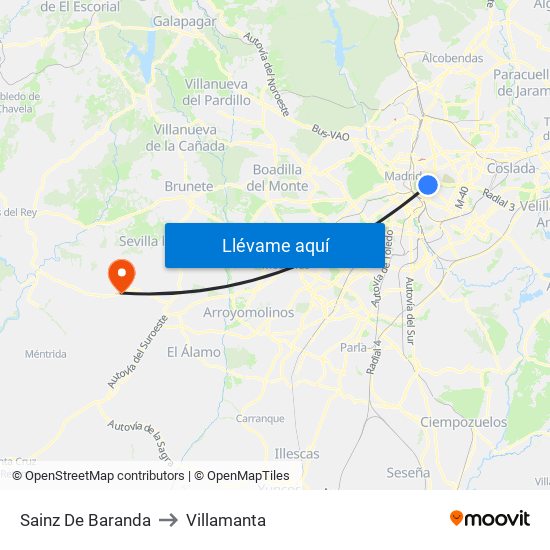 Sainz De Baranda to Villamanta map