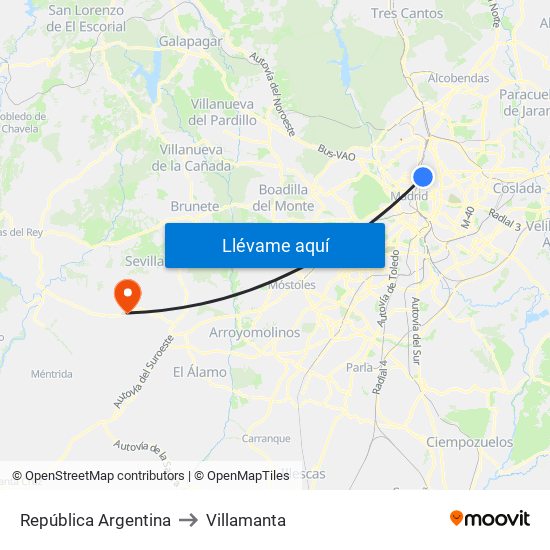 República Argentina to Villamanta map