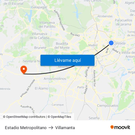 Estadio Metropolitano to Villamanta map