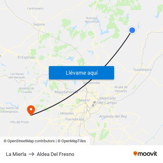 La Mierla to Aldea Del Fresno map