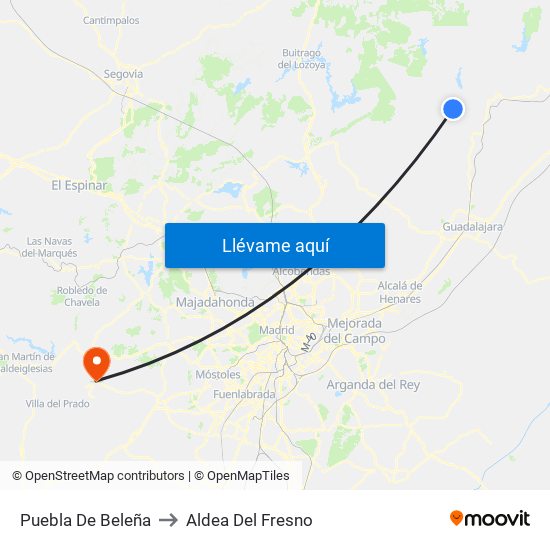 Puebla De Beleña to Aldea Del Fresno map