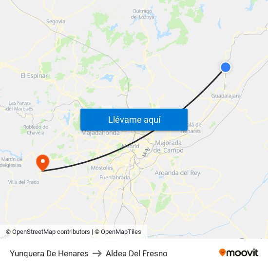 Yunquera De Henares to Aldea Del Fresno map