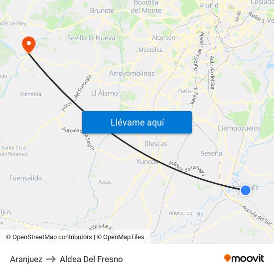 Aranjuez to Aldea Del Fresno map