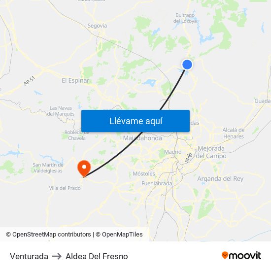 Venturada to Aldea Del Fresno map