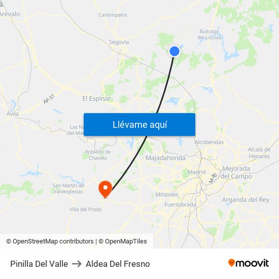Pinilla Del Valle to Aldea Del Fresno map
