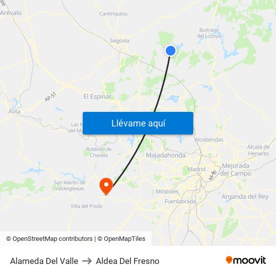 Alameda Del Valle to Aldea Del Fresno map