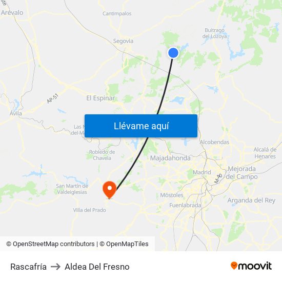 Rascafría to Aldea Del Fresno map