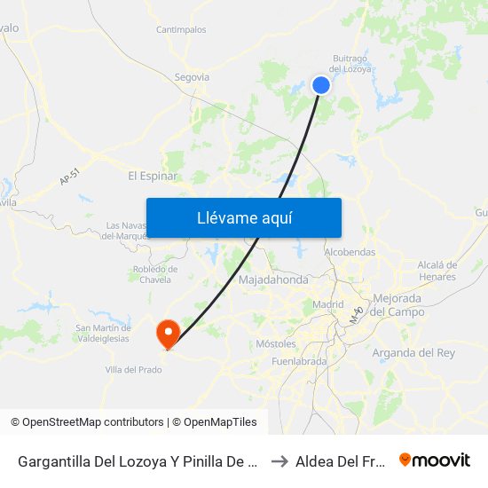 Gargantilla Del Lozoya Y Pinilla De Buitrago to Aldea Del Fresno map