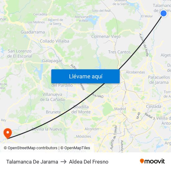 Talamanca De Jarama to Aldea Del Fresno map