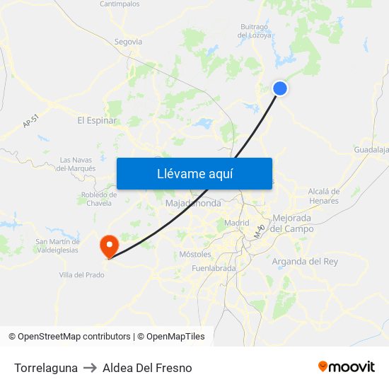 Torrelaguna to Aldea Del Fresno map