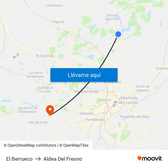 El Berrueco to Aldea Del Fresno map