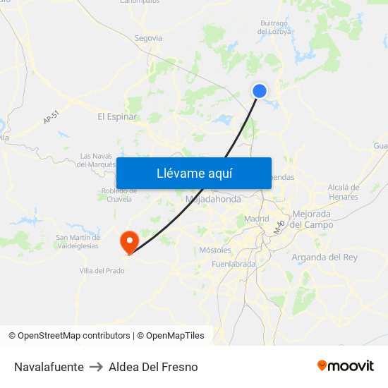 Navalafuente to Aldea Del Fresno map