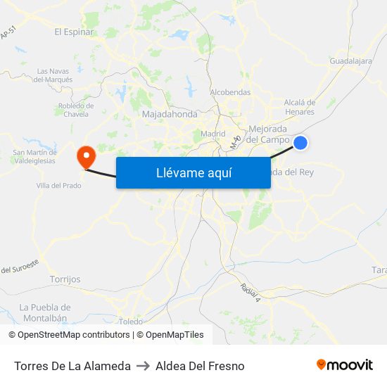 Torres De La Alameda to Aldea Del Fresno map