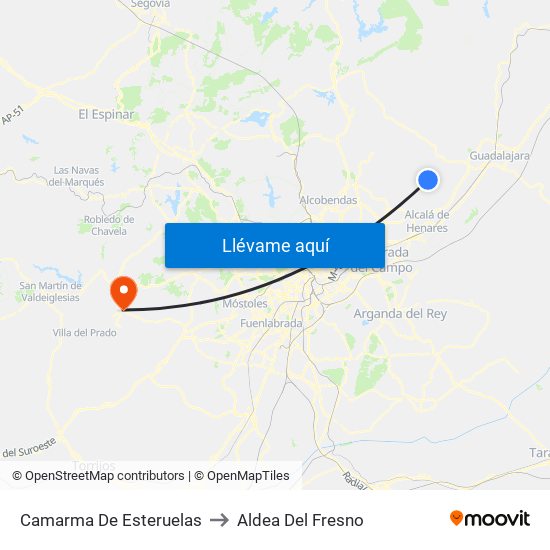 Camarma De Esteruelas to Aldea Del Fresno map