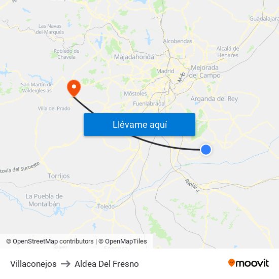 Villaconejos to Aldea Del Fresno map