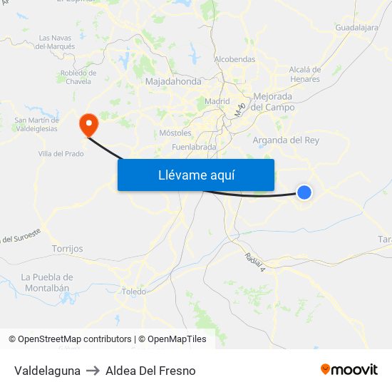 Valdelaguna to Aldea Del Fresno map