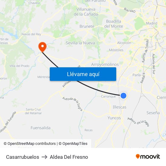 Casarrubuelos to Aldea Del Fresno map