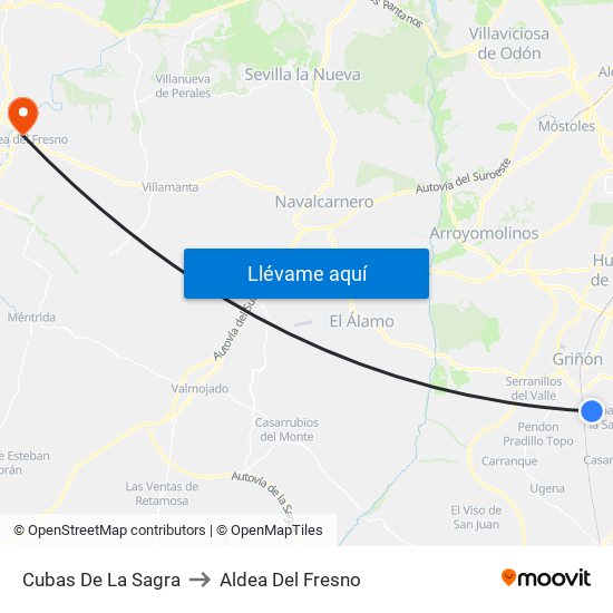 Cubas De La Sagra to Aldea Del Fresno map