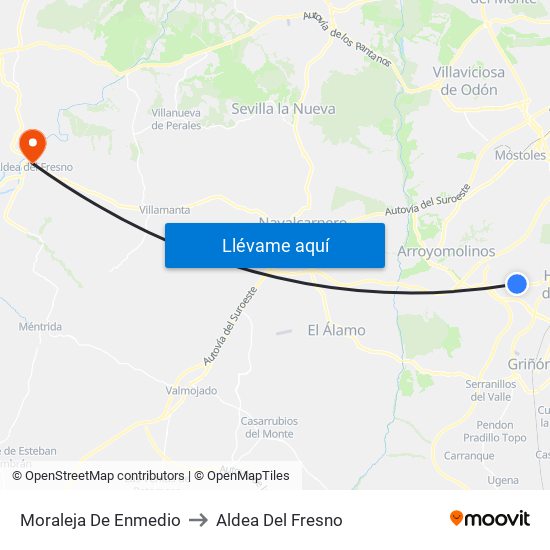 Moraleja De Enmedio to Aldea Del Fresno map