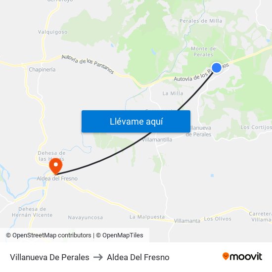 Villanueva De Perales to Aldea Del Fresno map