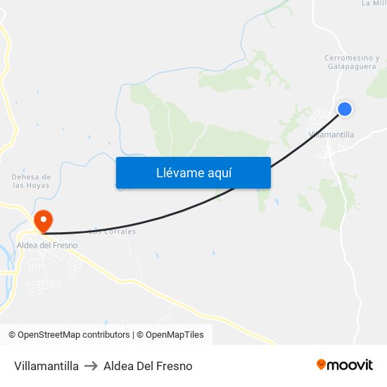 Villamantilla to Aldea Del Fresno map