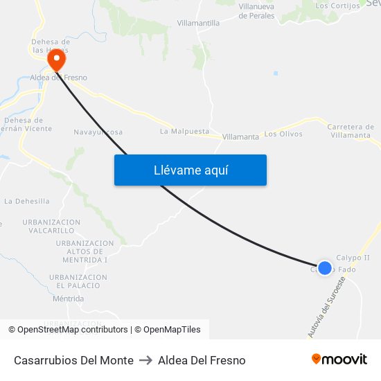 Casarrubios Del Monte to Aldea Del Fresno map