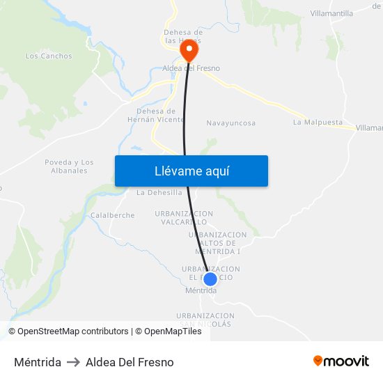 Méntrida to Aldea Del Fresno map