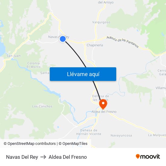 Navas Del Rey to Aldea Del Fresno map