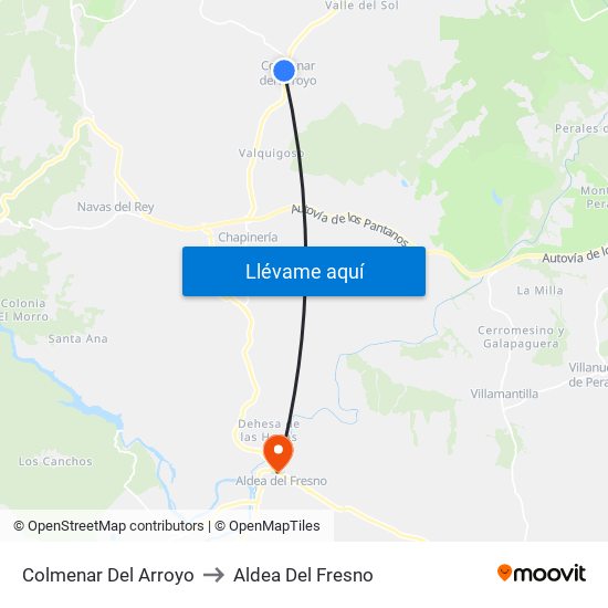 Colmenar Del Arroyo to Aldea Del Fresno map