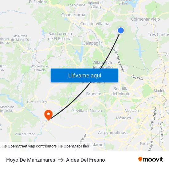 Hoyo De Manzanares to Aldea Del Fresno map
