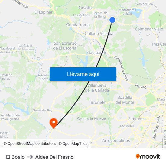El Boalo to Aldea Del Fresno map