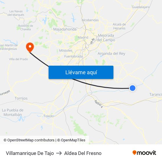 Villamanrique De Tajo to Aldea Del Fresno map