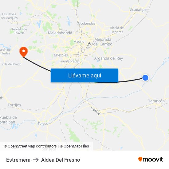 Estremera to Aldea Del Fresno map