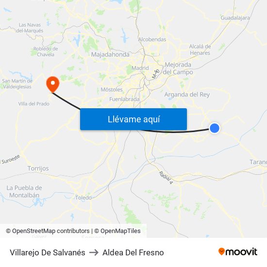 Villarejo De Salvanés to Aldea Del Fresno map