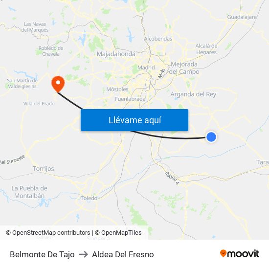 Belmonte De Tajo to Aldea Del Fresno map